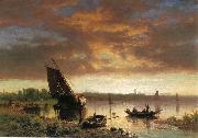 Albert Bierstadt Harbor_Scene Sweden oil painting artist
